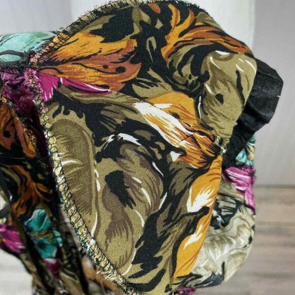 Joni Blair Midi Dress Womens 5‎ Brown VTG 80s Pleated Button Front Floral - Picture 9 of 12